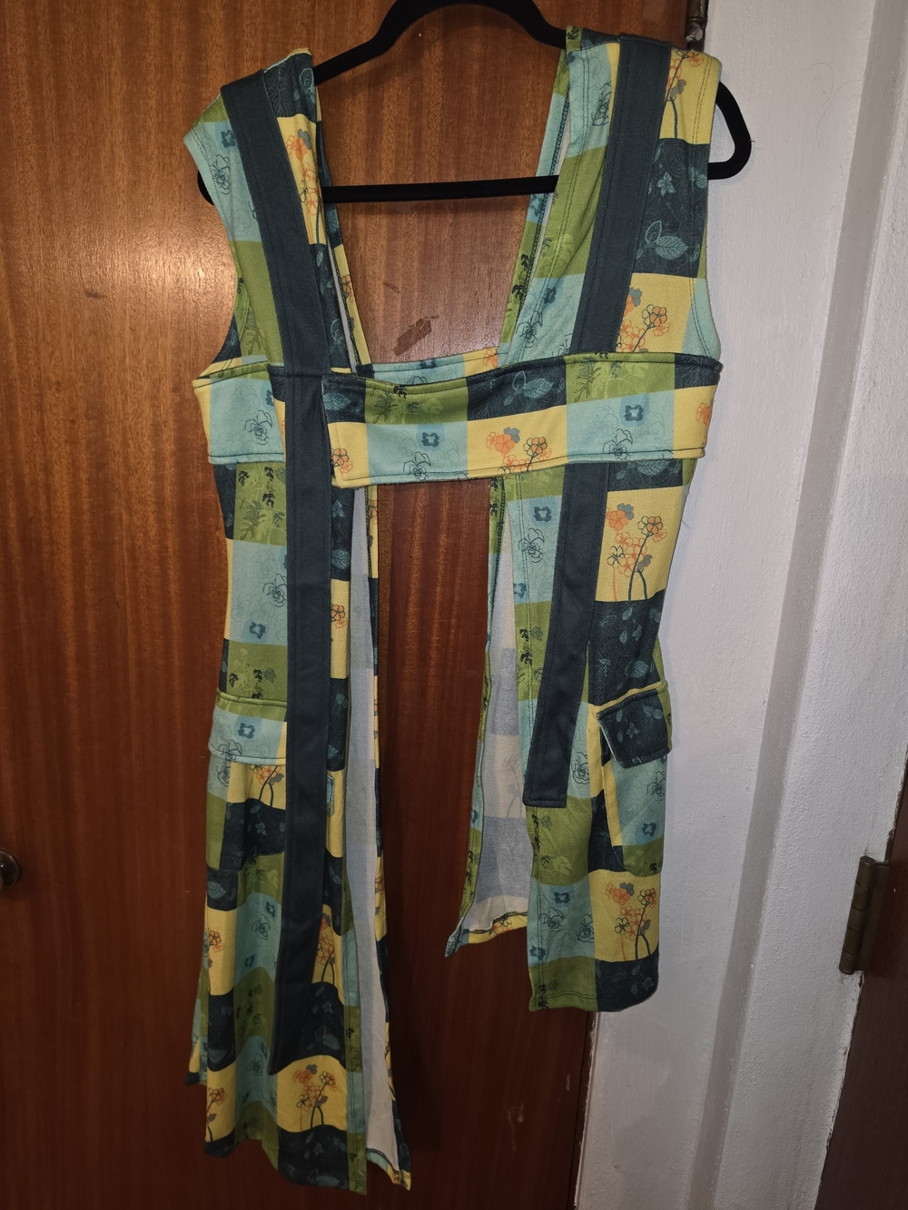 SHEIN Green, Yellow & Teal Patchwork Floral Sundress